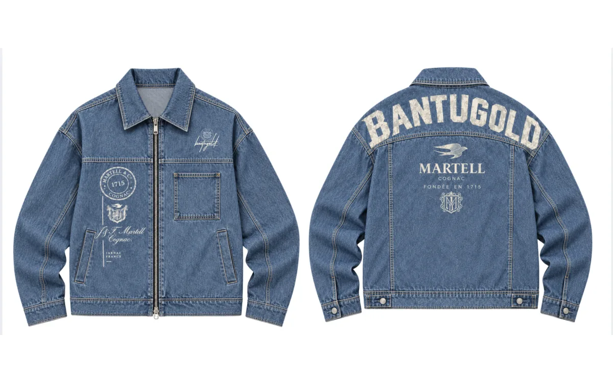 Sankofa Denim Jacket, front and back